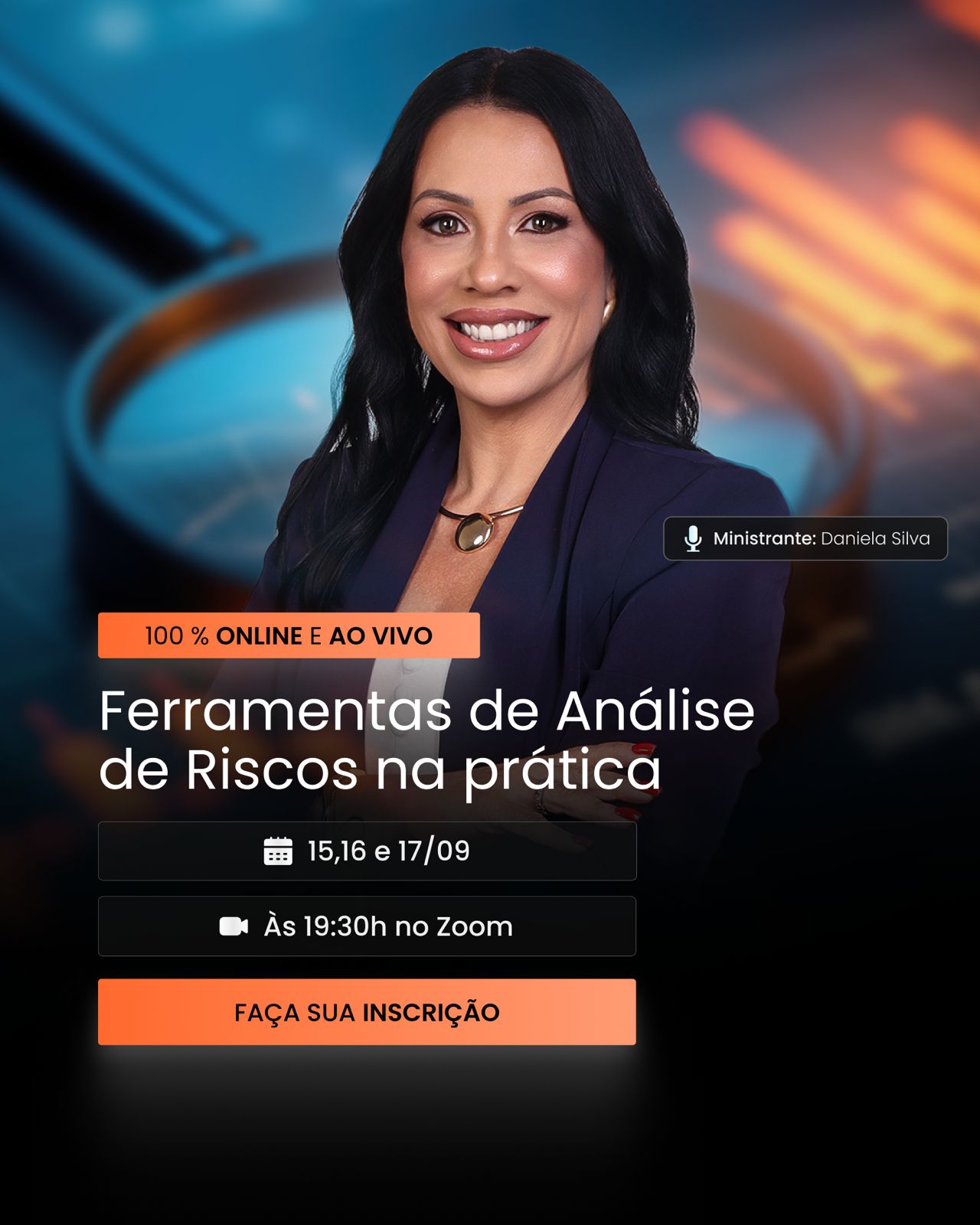 Daniela Silva, instrutora do curso Ferramentas de Análise de Riscos na Prática